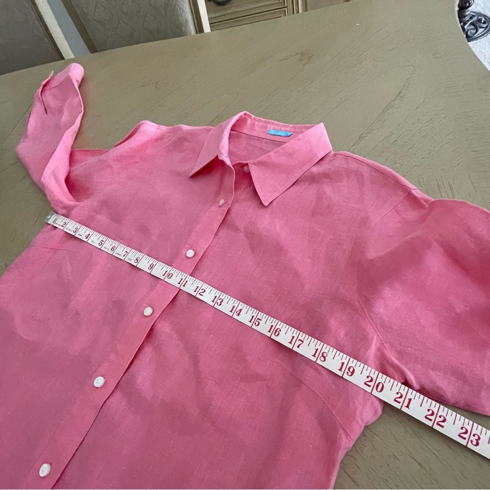 J.McLaughlin Linen Button Down Shirt Long Sleeve Pink 12 - Picture 6 of 7